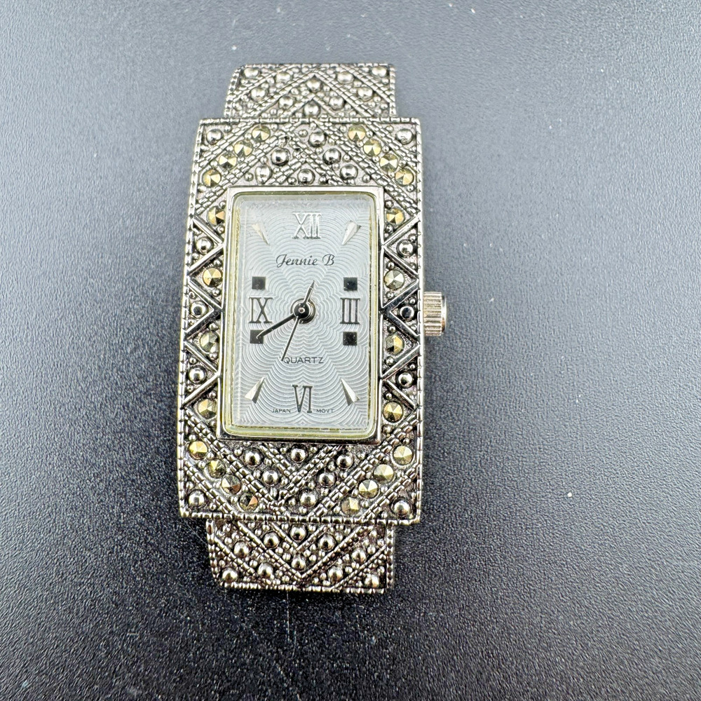 Jennie B Marcasite Rectangular Watch Roman Numeral Dial